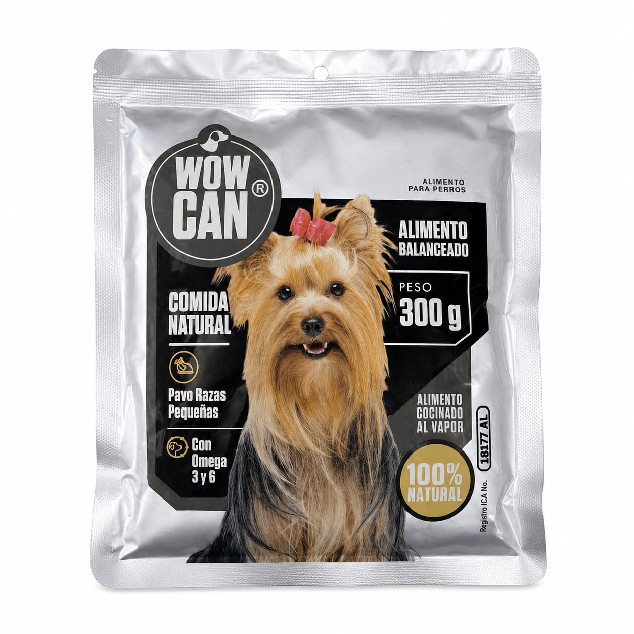 Wow Can Alimento Natural Cocinado al Vapor Pavo Razas Pequeñas 300 gr